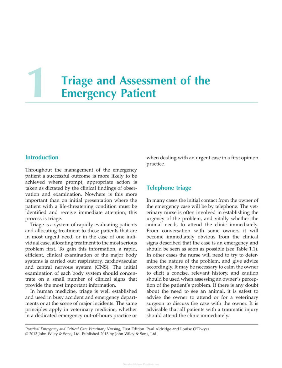 Preview page of Practical Emergency and Critical Care Veterinary Nursing