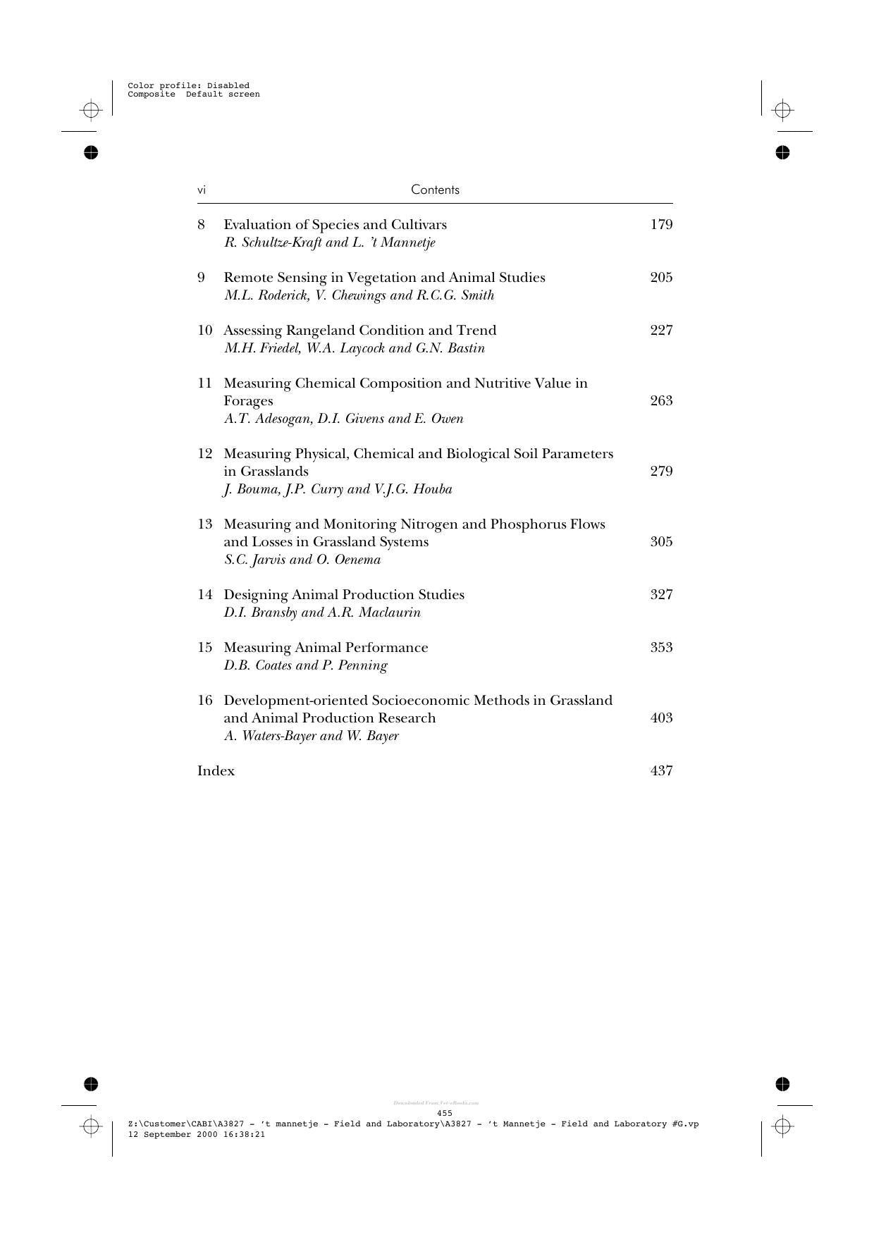 Field And Laboratory Methods For Grassland And Animal Production Research