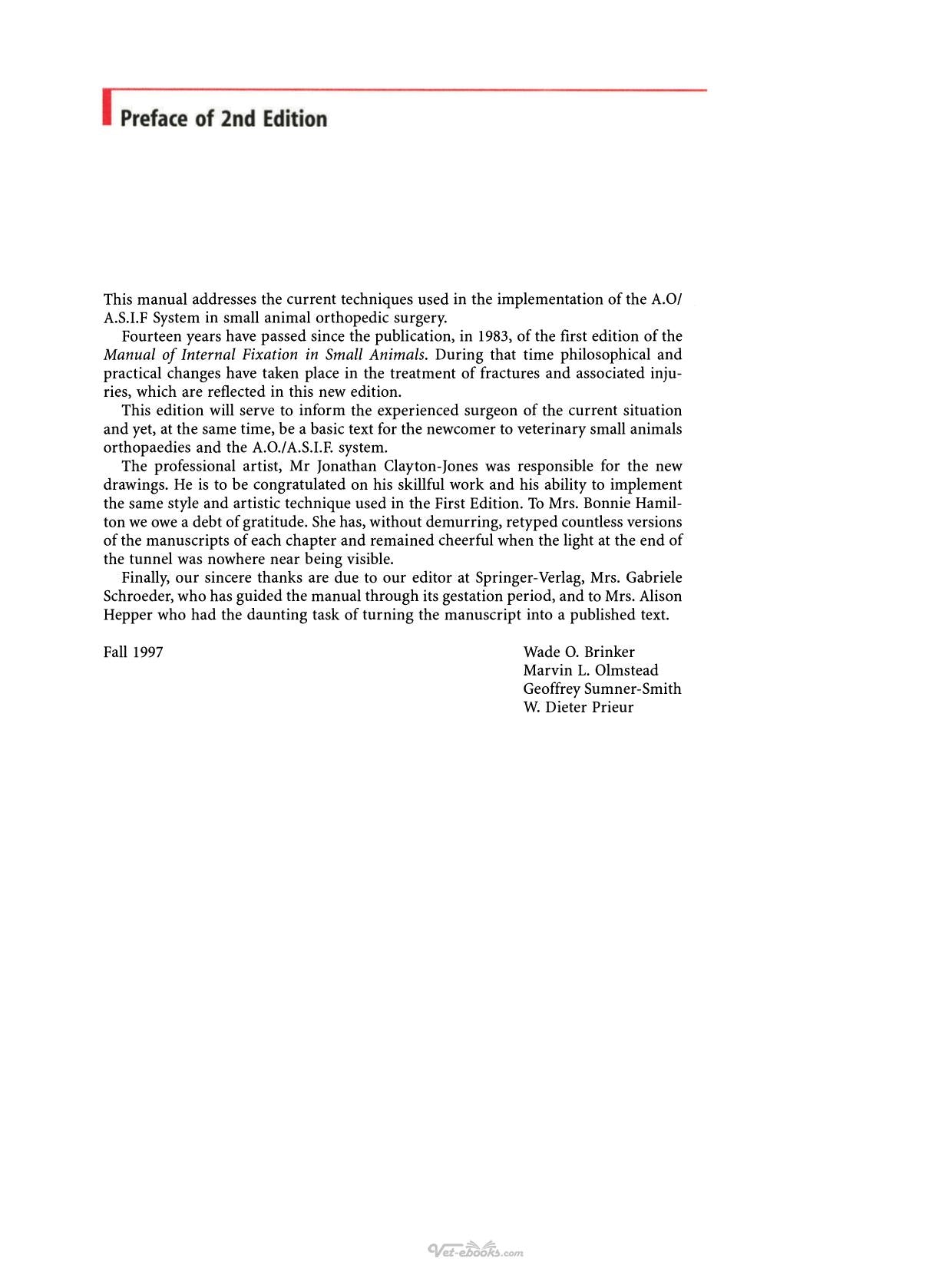 Manual Of Internal Fixation In Small Animals 2Nd Revised And Enlarged Edition