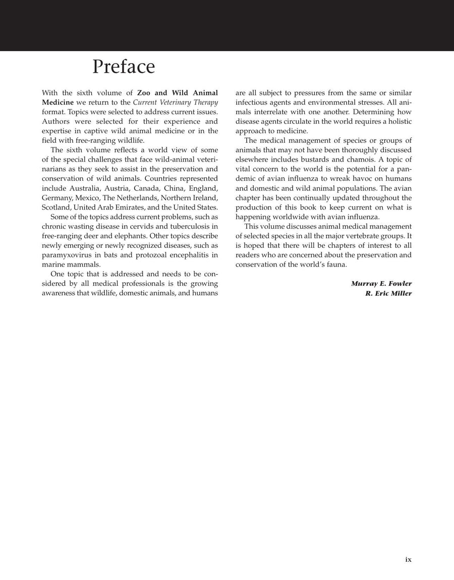 Preview page of Zoo and Wild Animal Medicine Current Therapy 6th Edition
