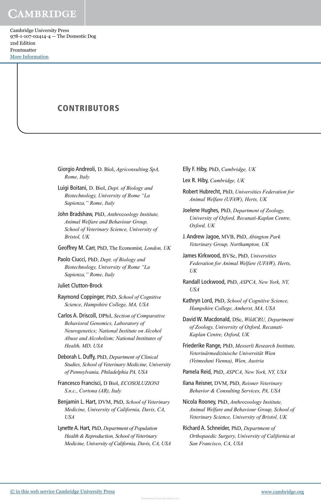 The Domestic Dog Its Evolution Behavior And Interactions With People 2Nd Edition