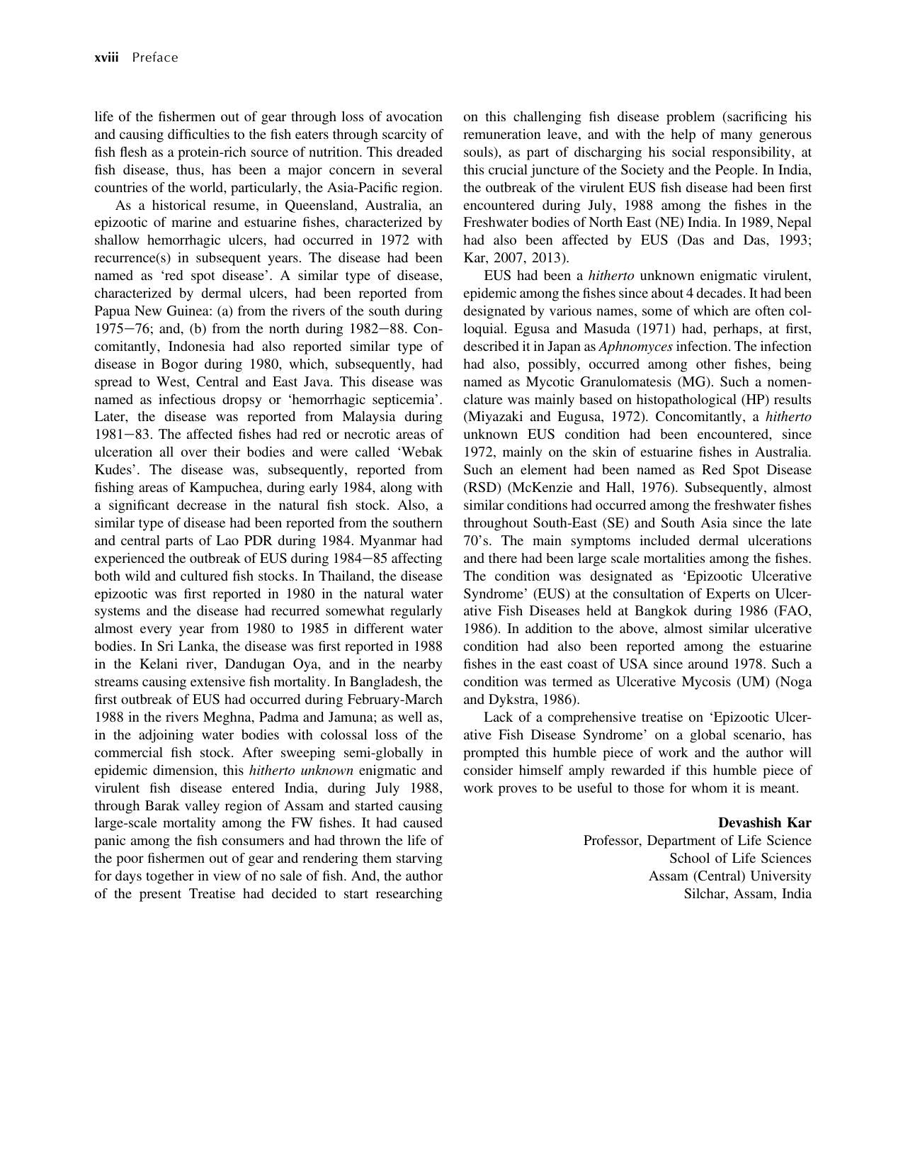 Epizootic Ulcerative Fish Disease Syndrome