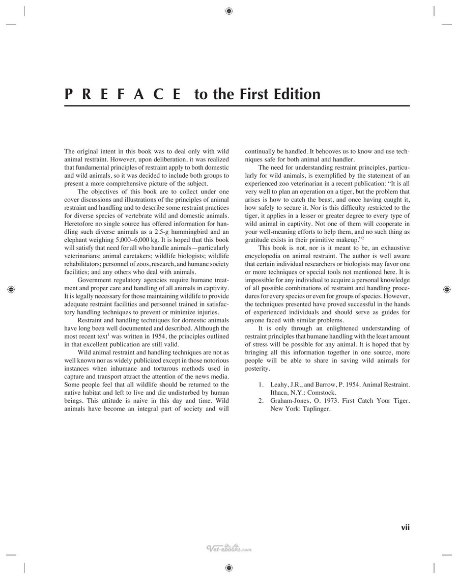 Preview page of Restraint and Handling of Wild and Domestic Animals 3rd Edition
