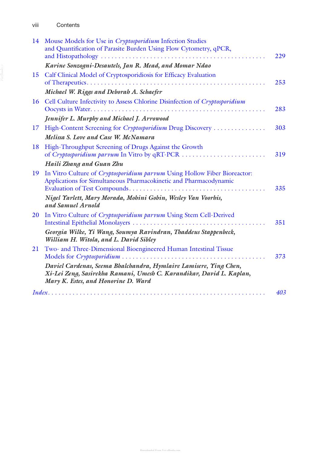 Cryptosporidium Methods And Protocols