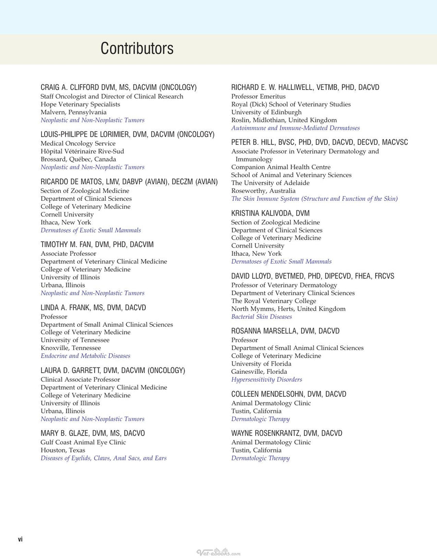 Preview page of Muller and Kirk's Small Animal Dermatology 7th Edition