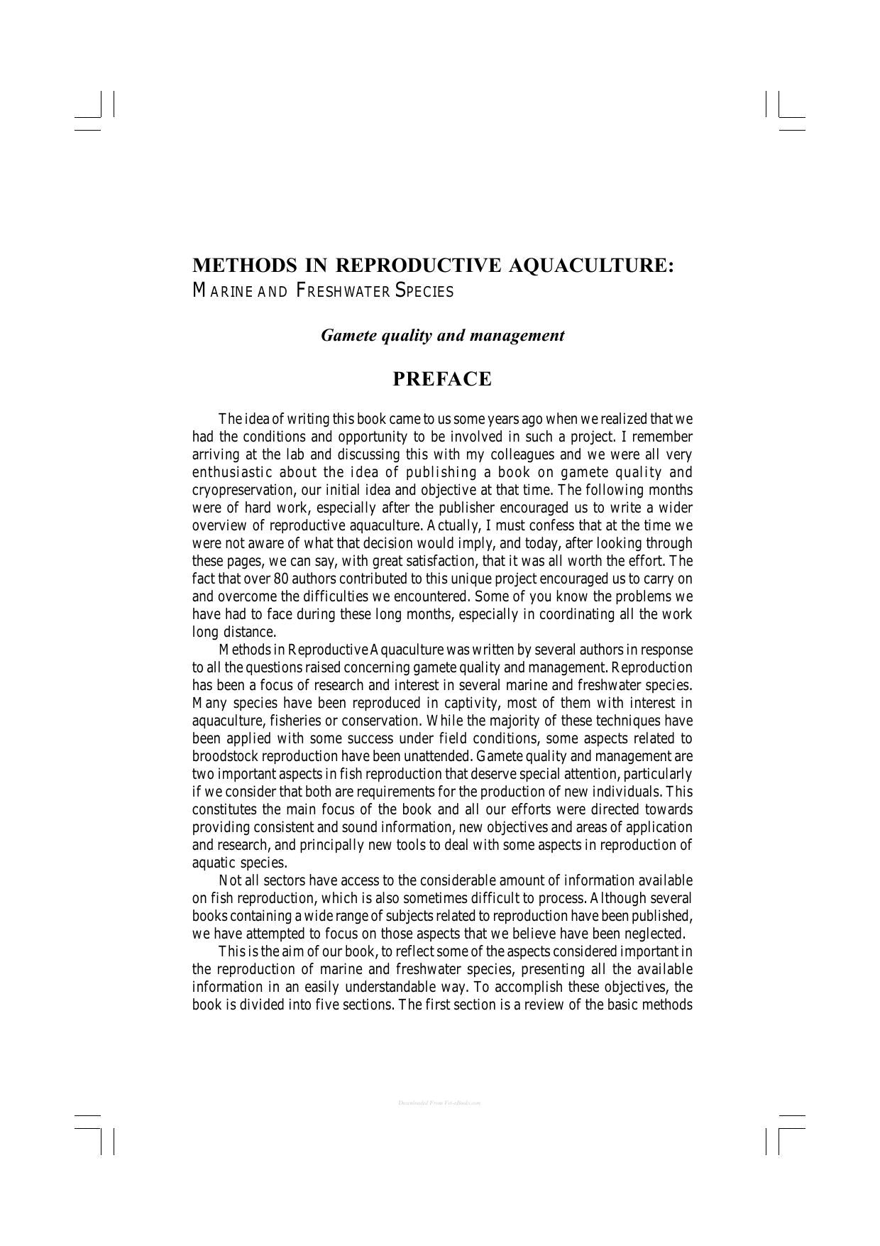 Methods In Reproductive Aquaculture Marine And Freshwater Species