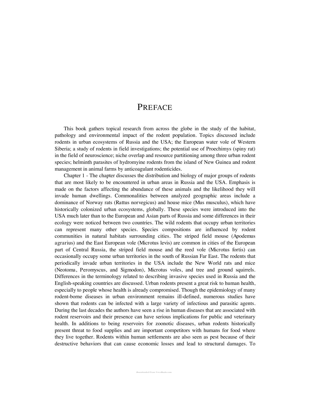 Rodents Habitat Pathology And Environmental Impact