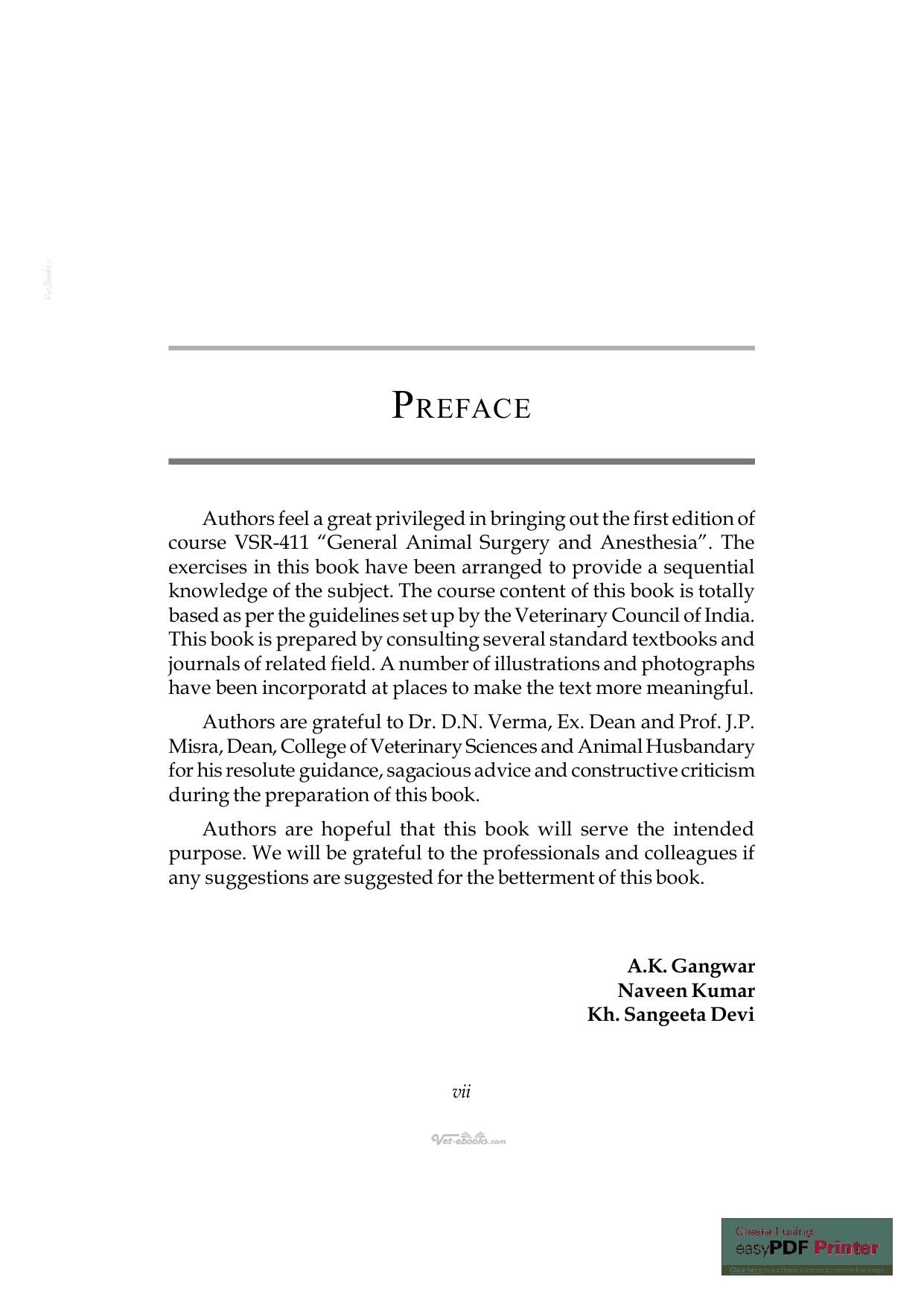 General Animal Surgery And Anaesthesiology