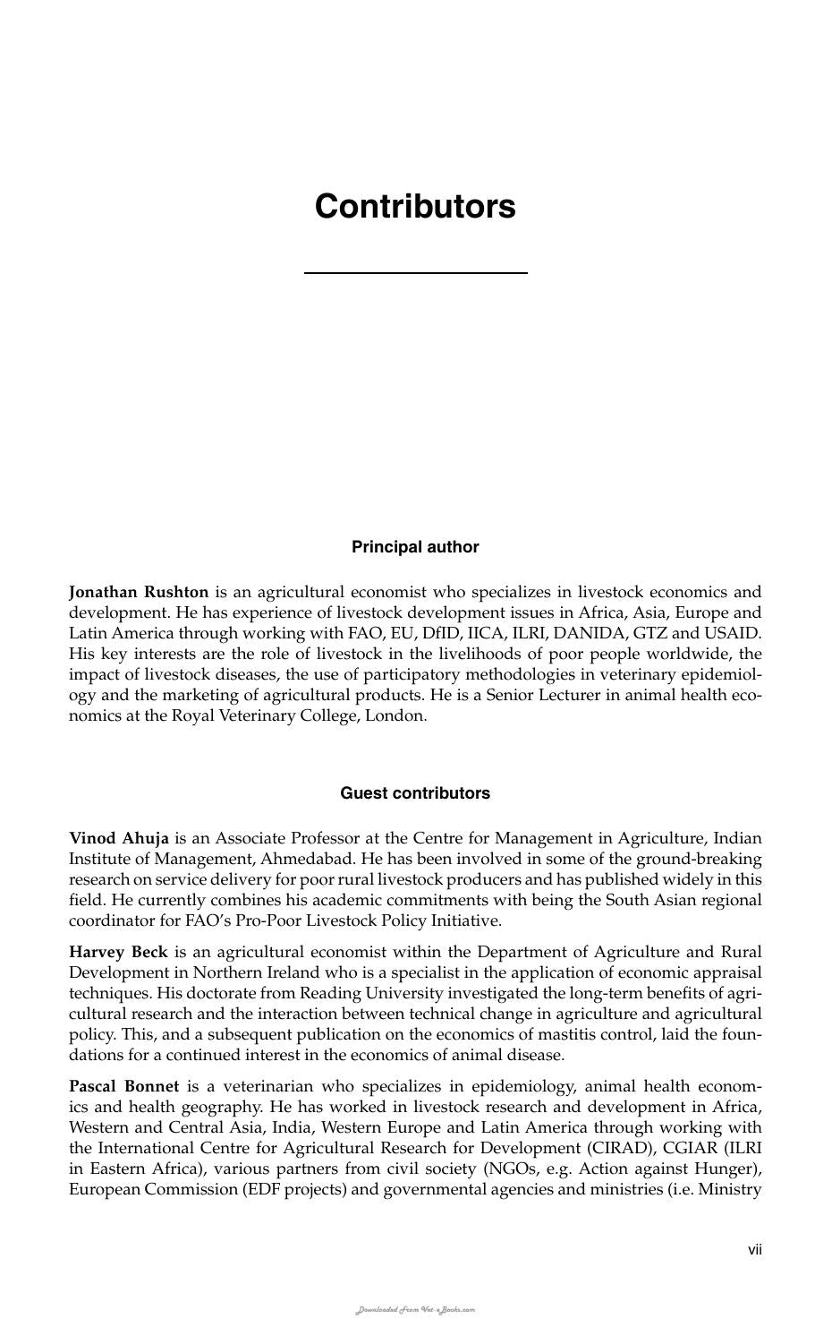The Economics Of Animal Health And Production