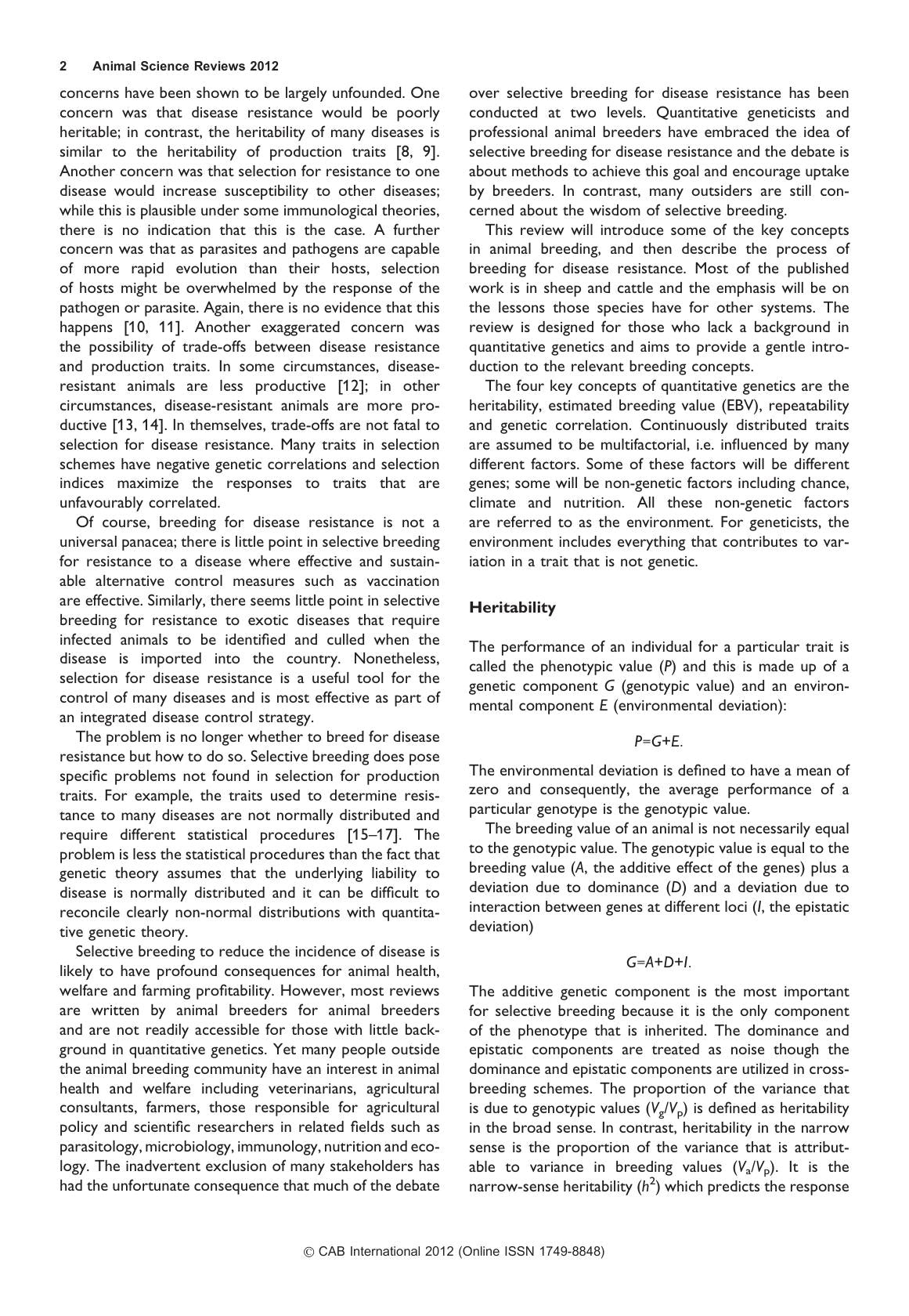 Animal Science Reviews 2012