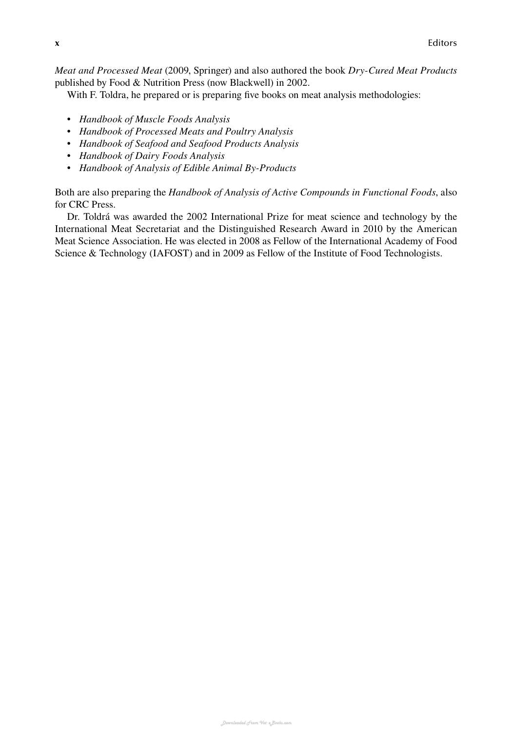 Handbook Of Analysis Of Edible Animal By Products