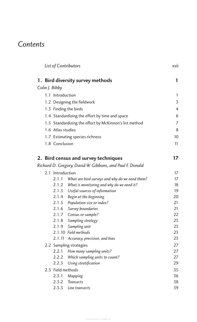 Bird Ecology And Conservation A Handbook Of Techniques
