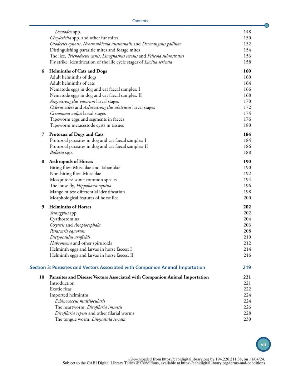 Preview page of A Colour Atlas of Companion Animal Parasites Life Cycles and Morphological Identification