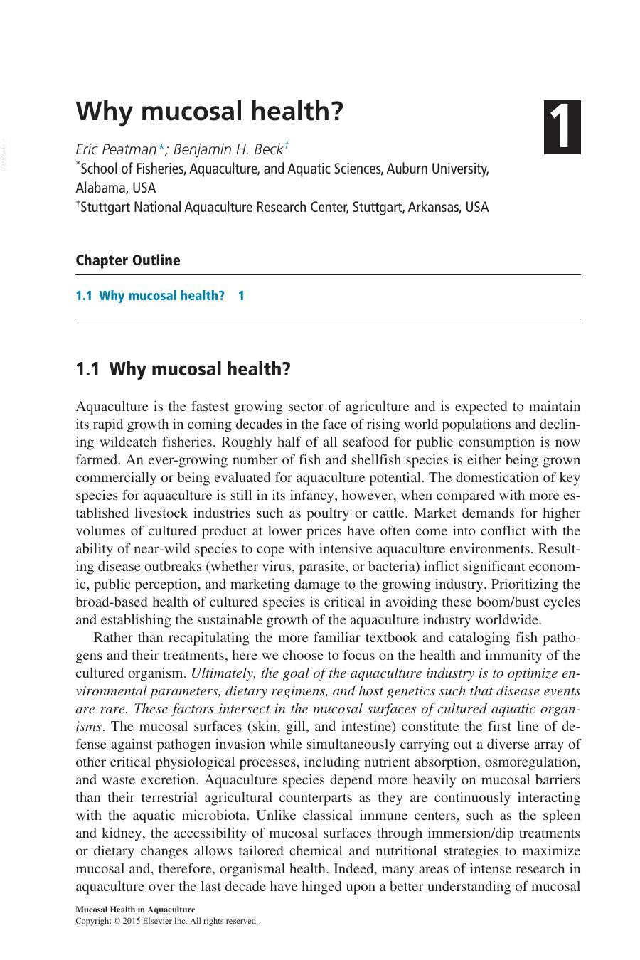 Mucosal Health In Aquaculture