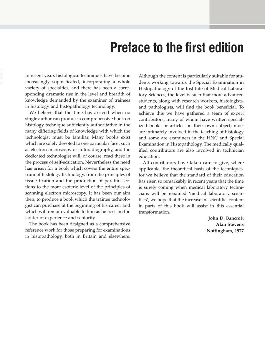 Preview page of Bancroft's Theory and Practice of Histological Techniques 7th Edition