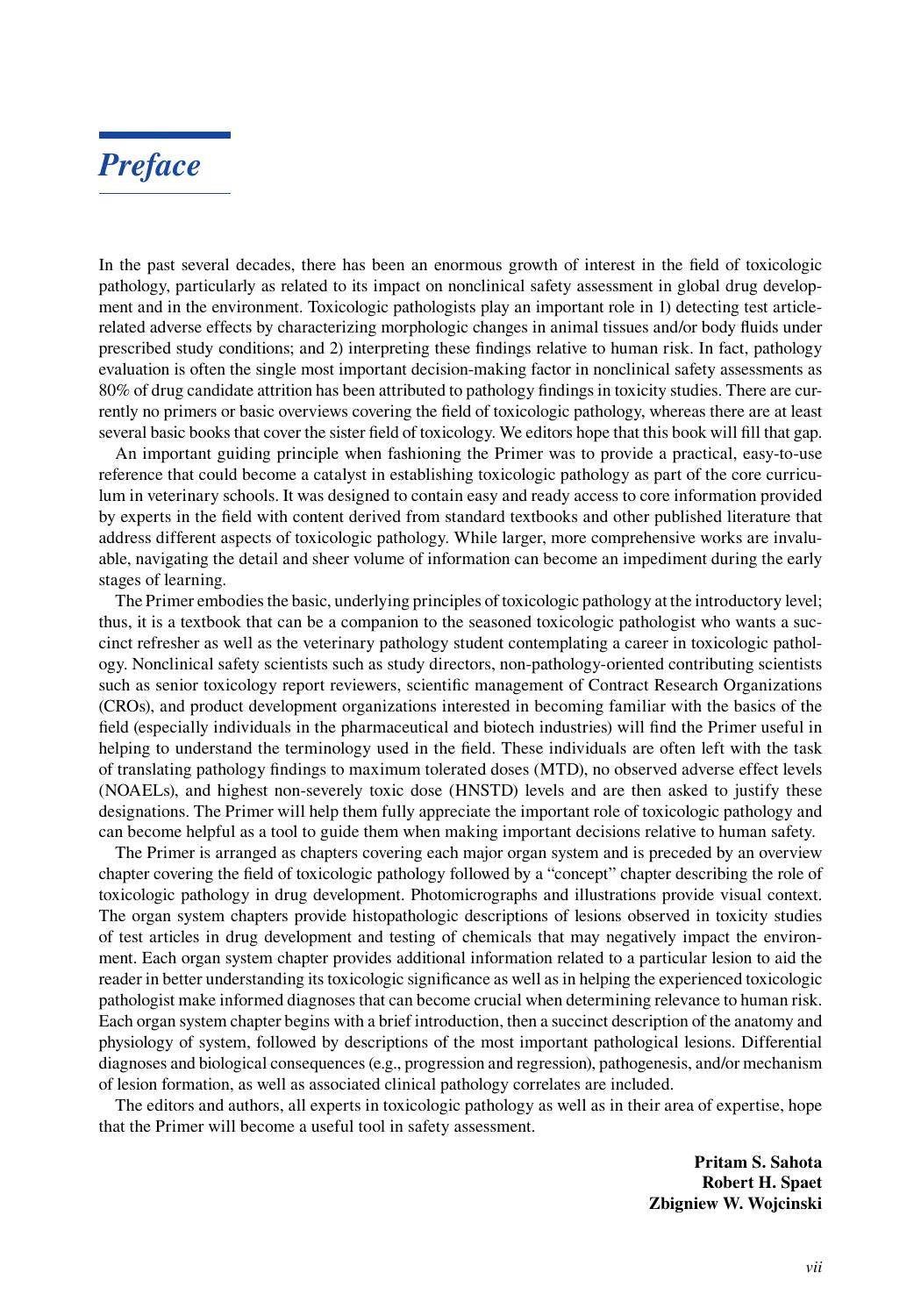 Toxicologic Pathology A Primer