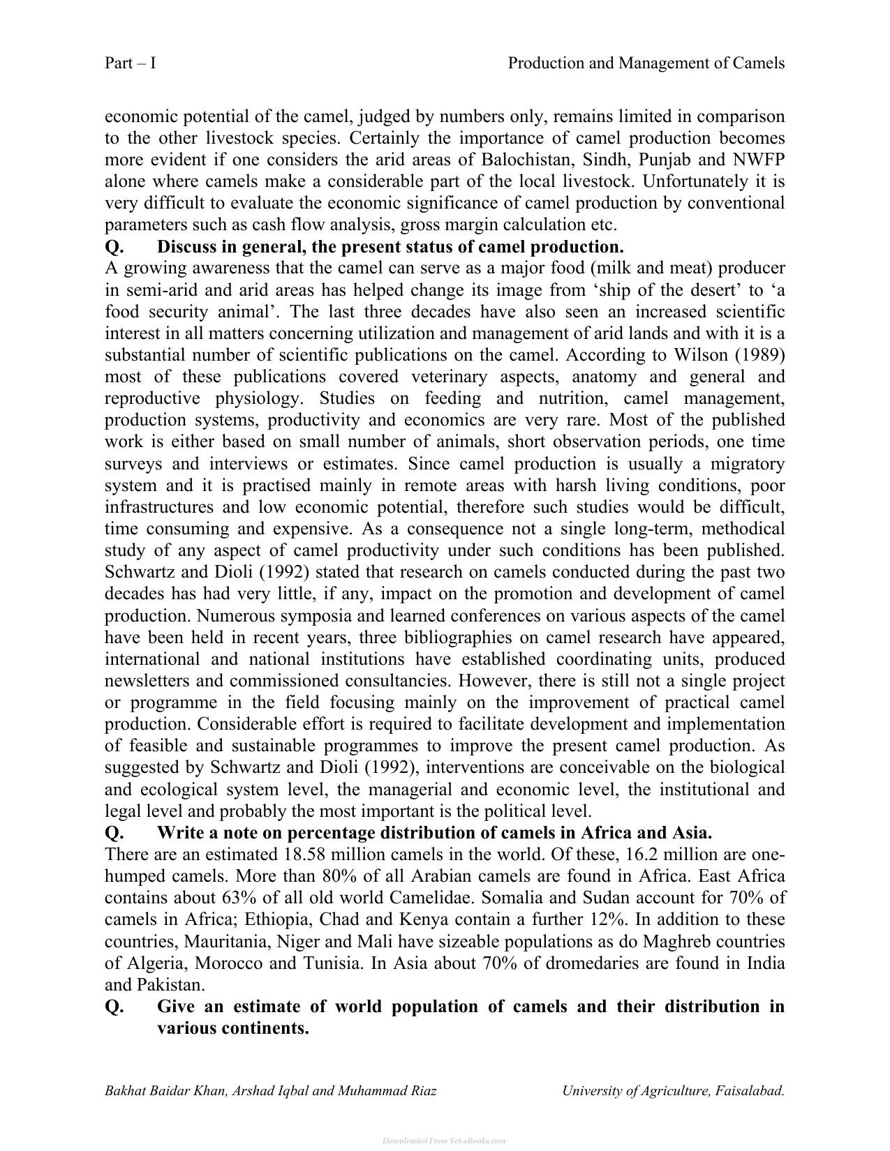 Production And Management Of Camels