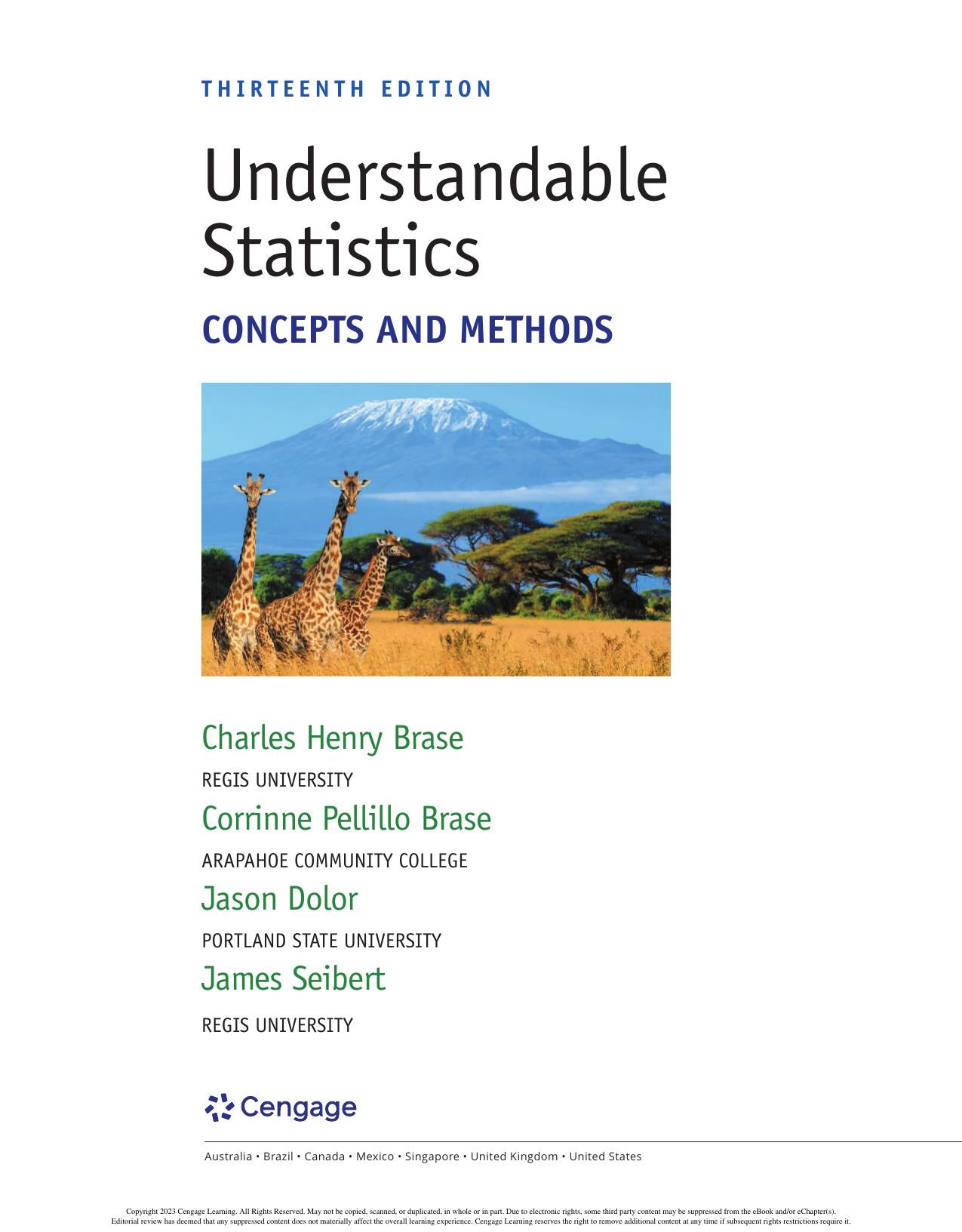 Understandable Statistics Concepts And Methods 13Th Edition