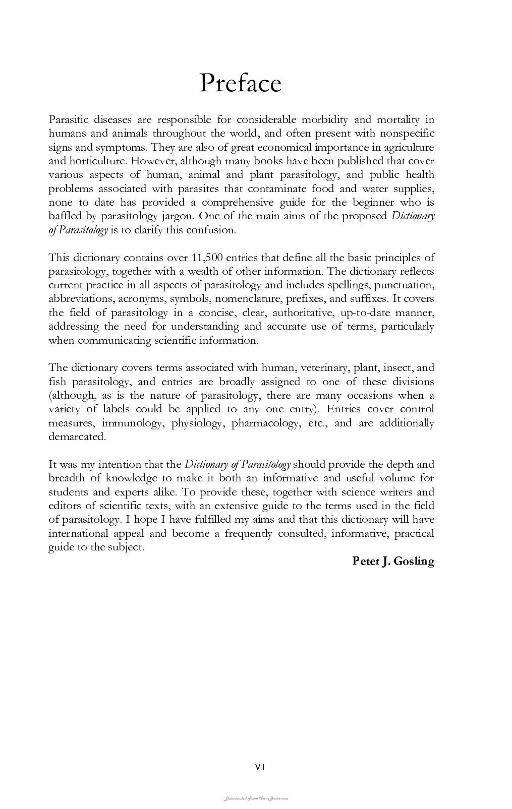 Dictionary Of Parasitology