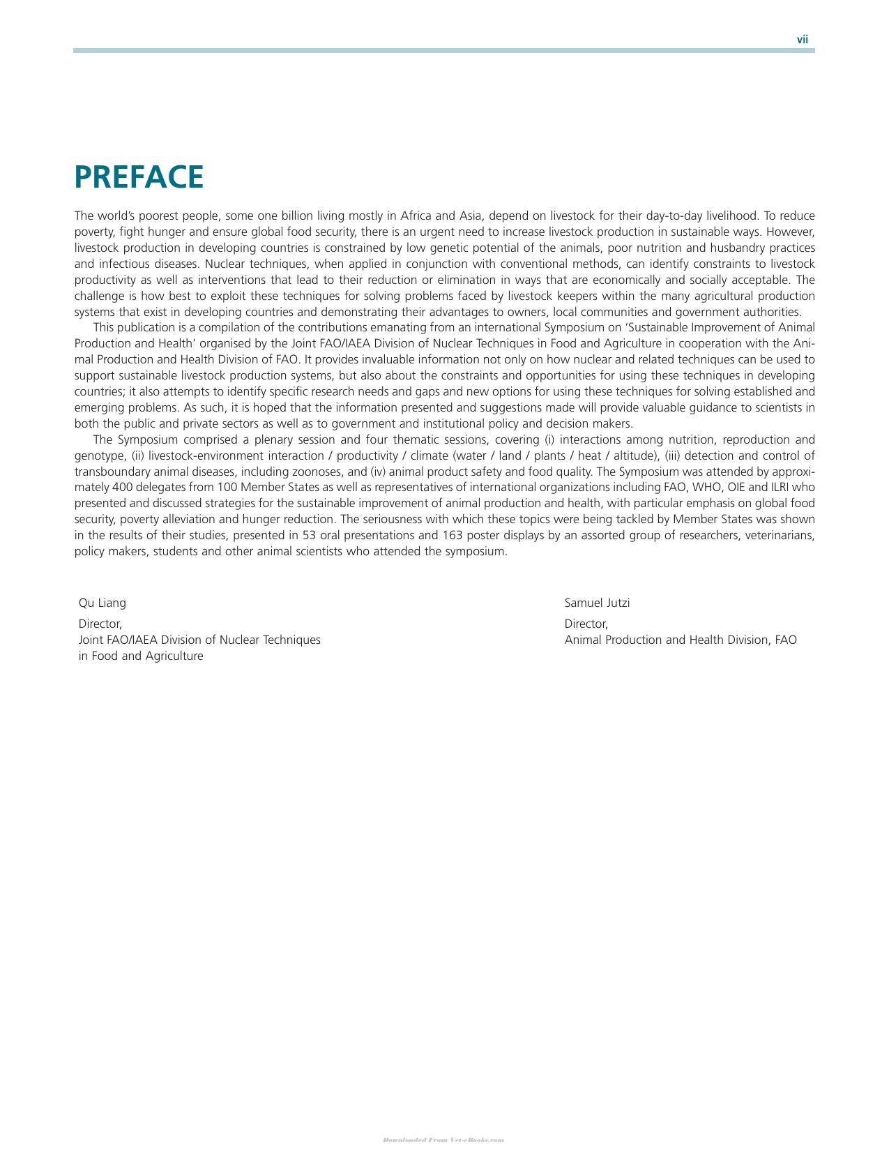 Sustainable Improvement Of Animal Production And Health