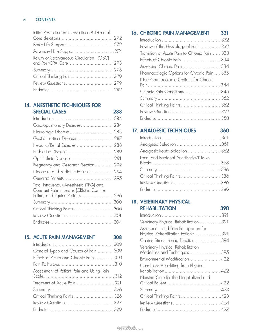 Preview page of Anesthesia Analgesia and Pain Management for Veterinary Technicians