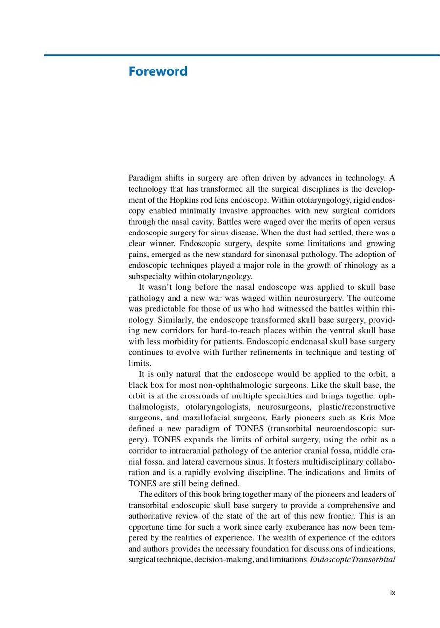Preview page of Endoscopic Transorbital Surgery of the Orbit, Skull Base and Brain