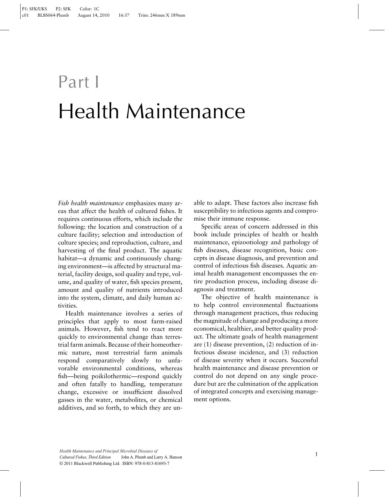 Health Maintenance And Principal Microbial Diseases Of Cultured Fishes 3Rd Edition