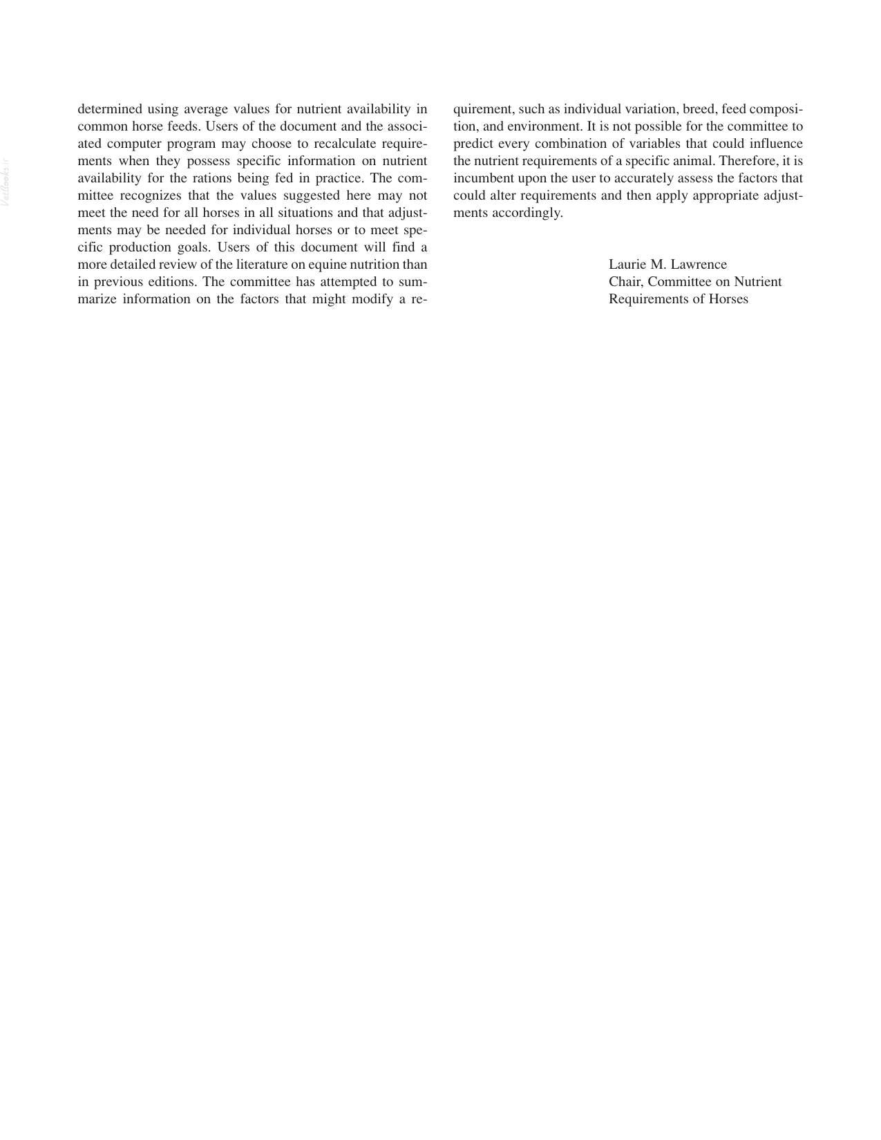 Nutrient Requirements Of Horses 6Th Revised Edition