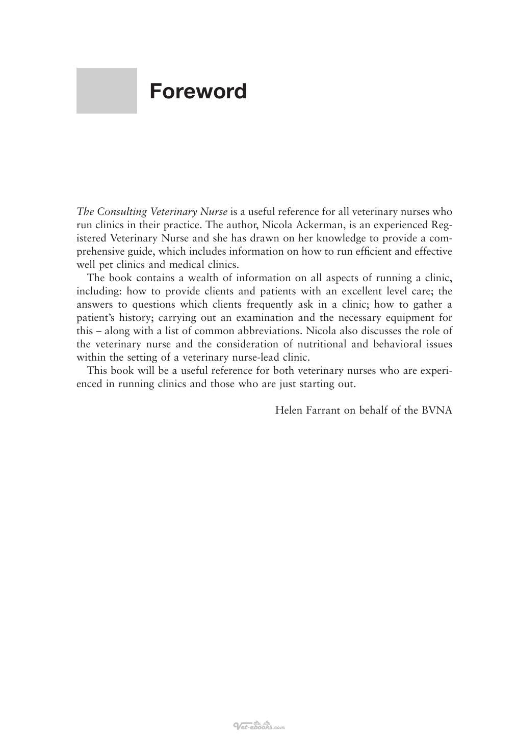 The Consulting Veterinary Nurse