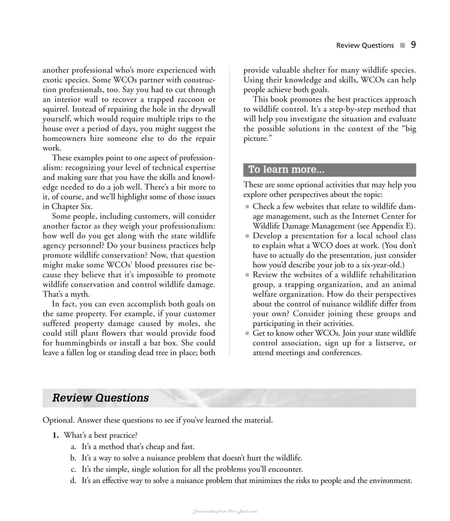 Best Practices For Wildlife Control Operators 1St Edition