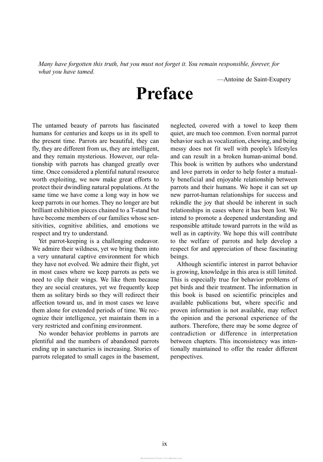 Manual Of Parrot Behavior