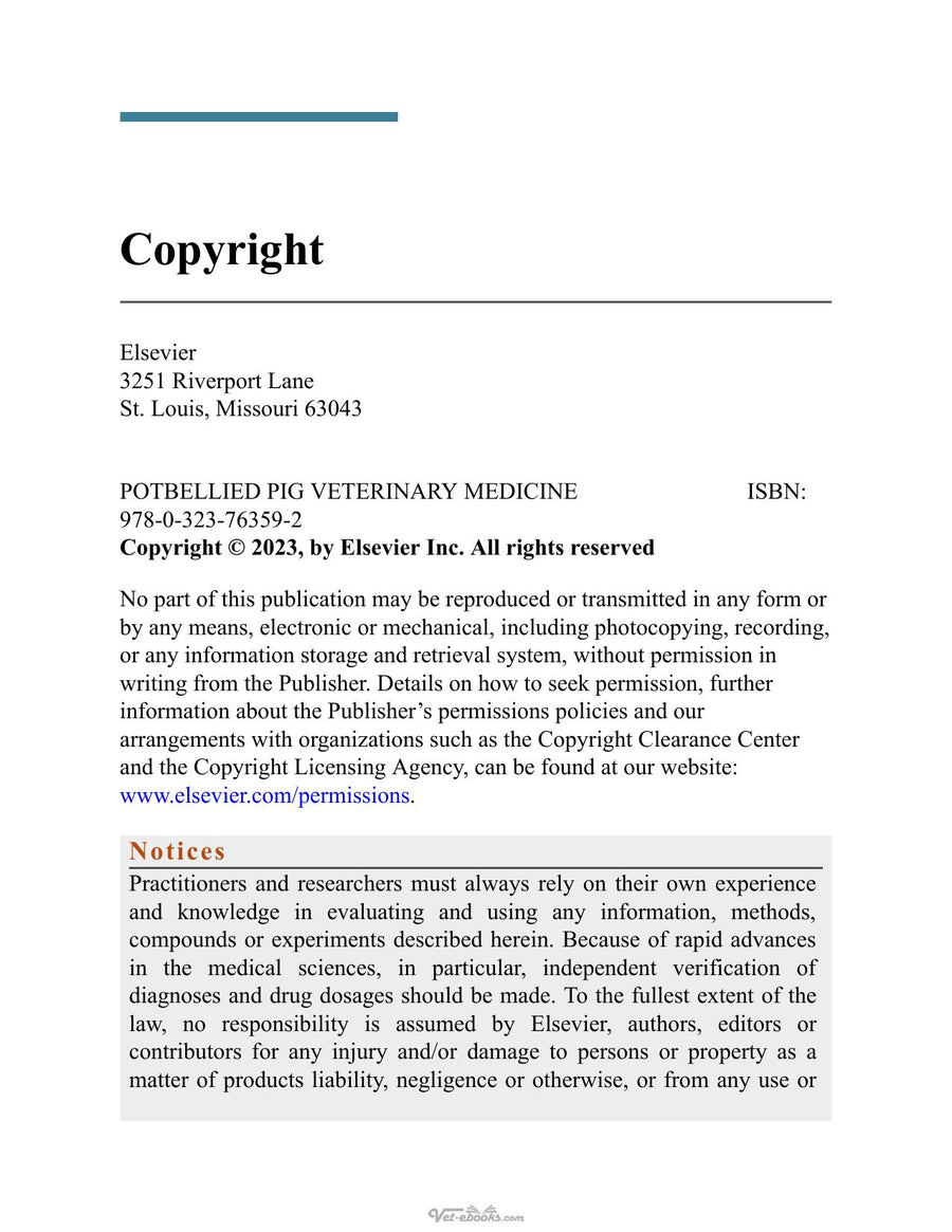 Preview page of Potbellied Pig Veterinary Medicine