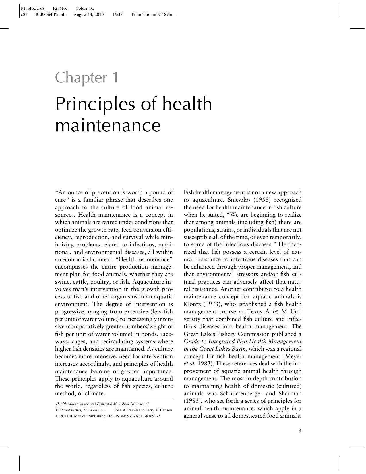 Health Maintenance And Principal Microbial Diseases Of Cultured Fishes 3Rd Edition