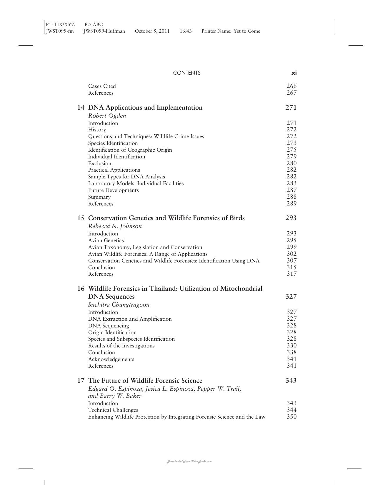 Wildlife Forensics Methods And Application