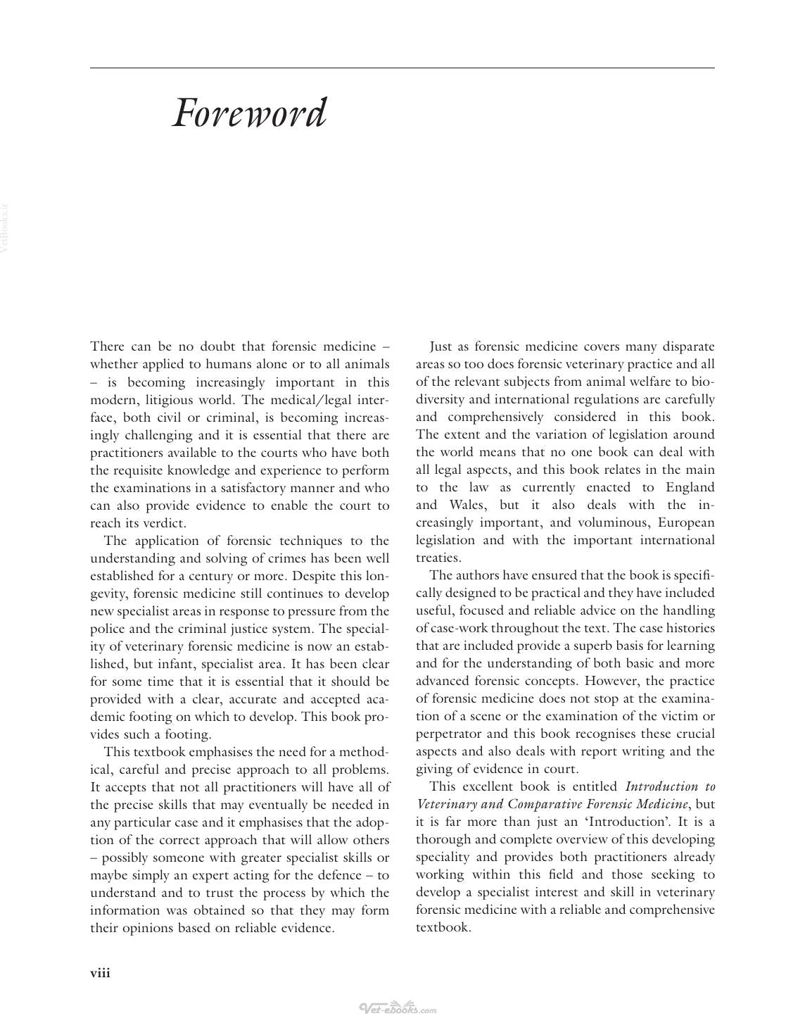 Introduction To Veterinary And Comparative Forensic Medicine
