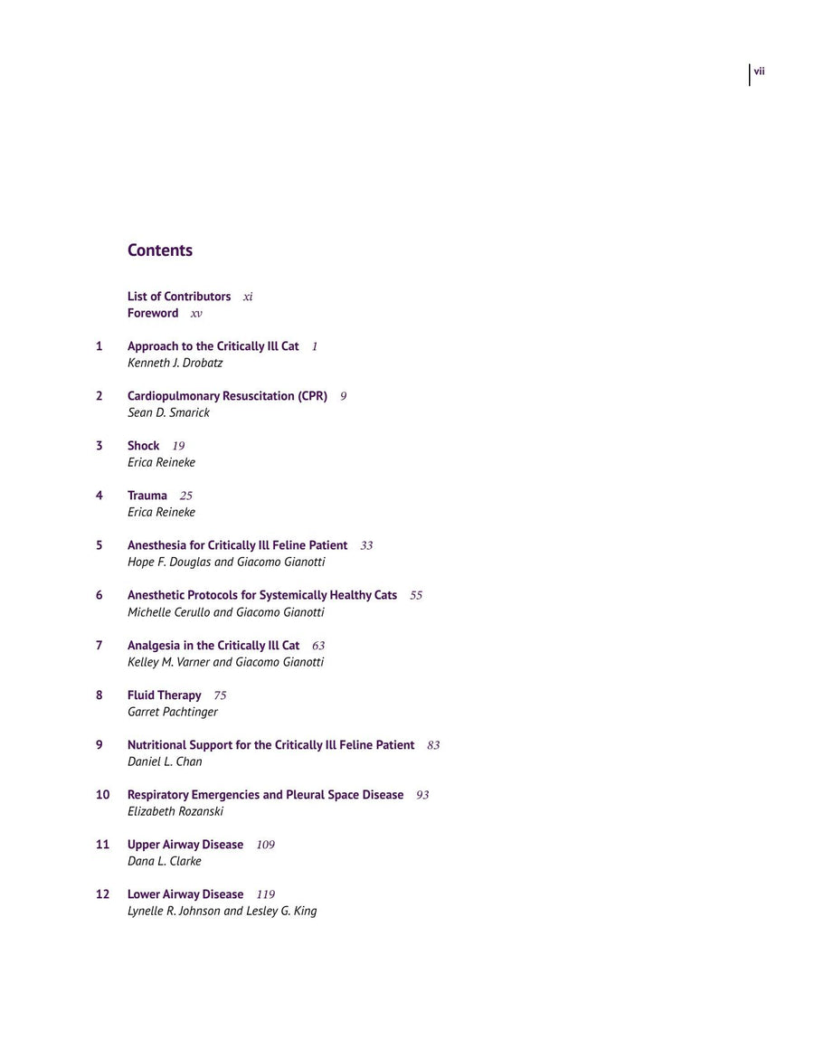 Preview page of Feline Emergency and Critical Care Medicine 2nd Edition