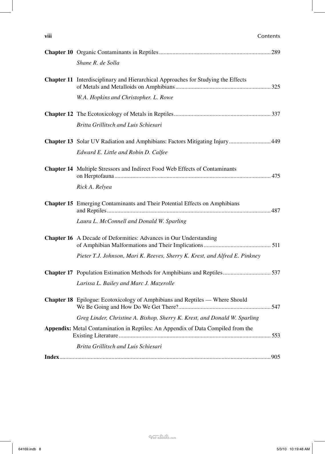 Ecotoxicology Of Amphibians And Reptiles 2Nd Edition