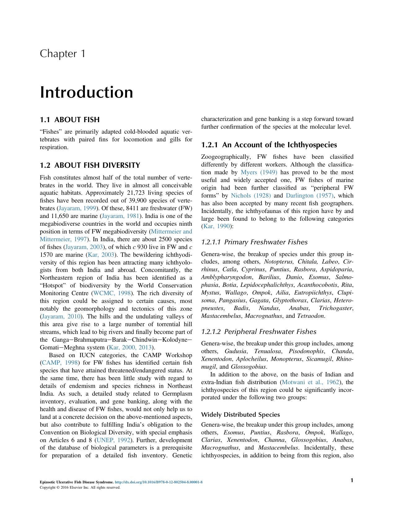 Epizootic Ulcerative Fish Disease Syndrome