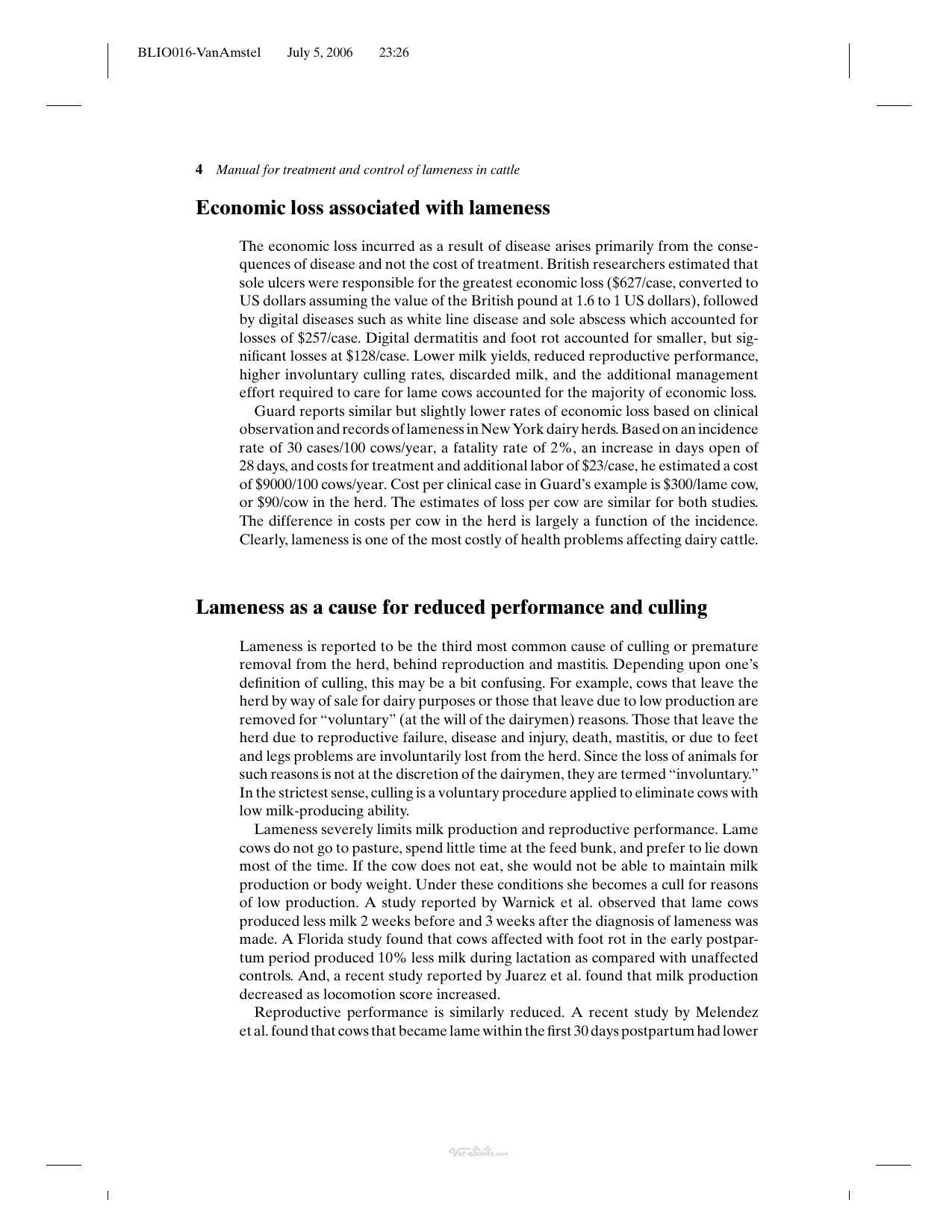 Manual For Treatment And Control Of Lameness In Cattle