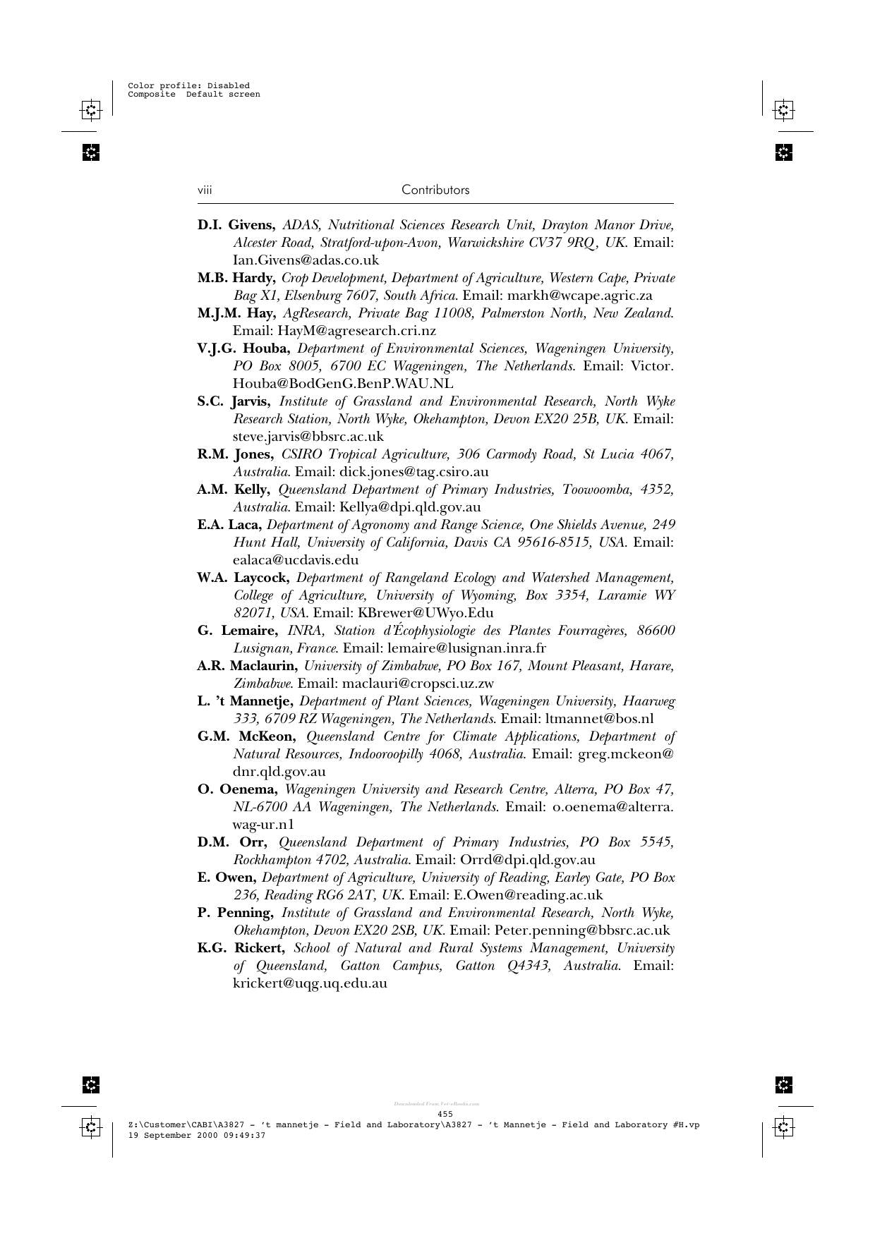Field And Laboratory Methods For Grassland And Animal Production Research