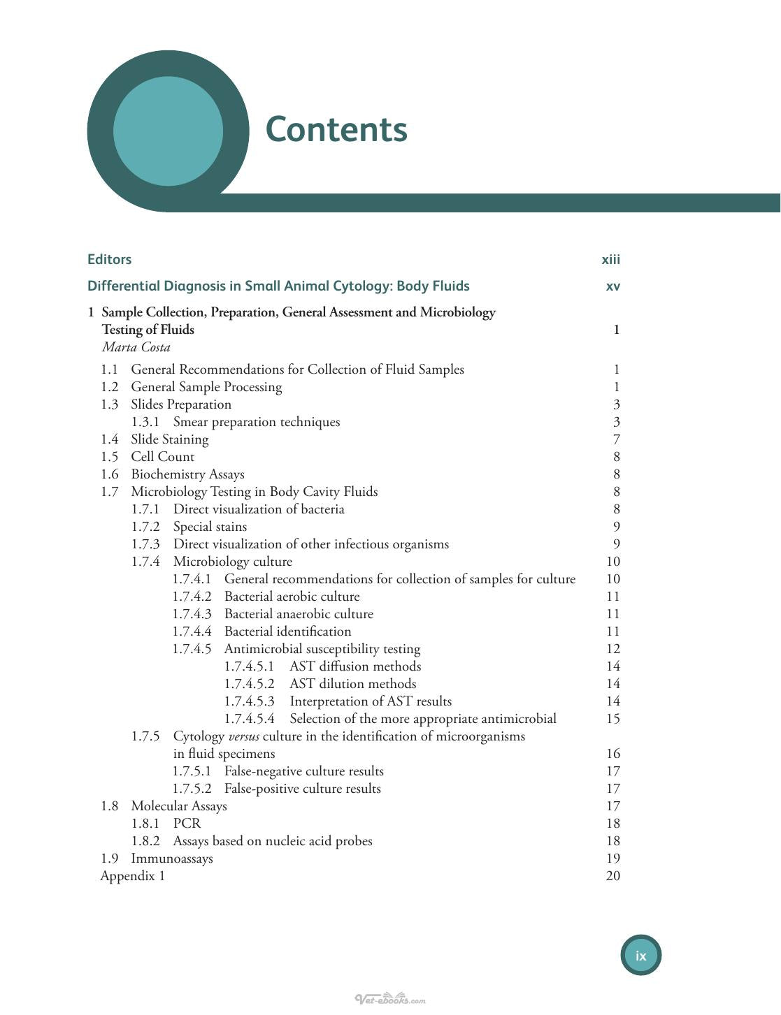 Differential Diagnosis Of Body Fluids In Small Animal Cytology