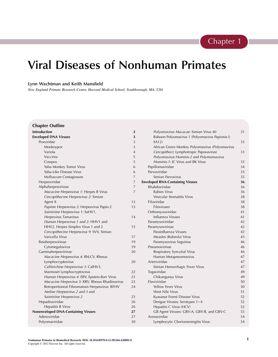 Preview page of Nonhuman Primates in Biomedical Research Volume 2 Diseases 2nd Edition