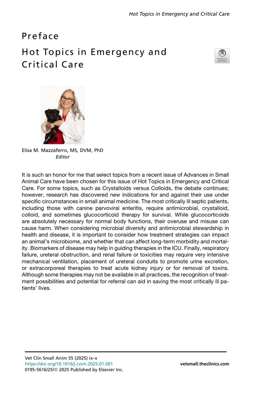 Preview page of Hot Topics in Emergency and Critical Care, an Issue of Veterinary Clinics of North America — S