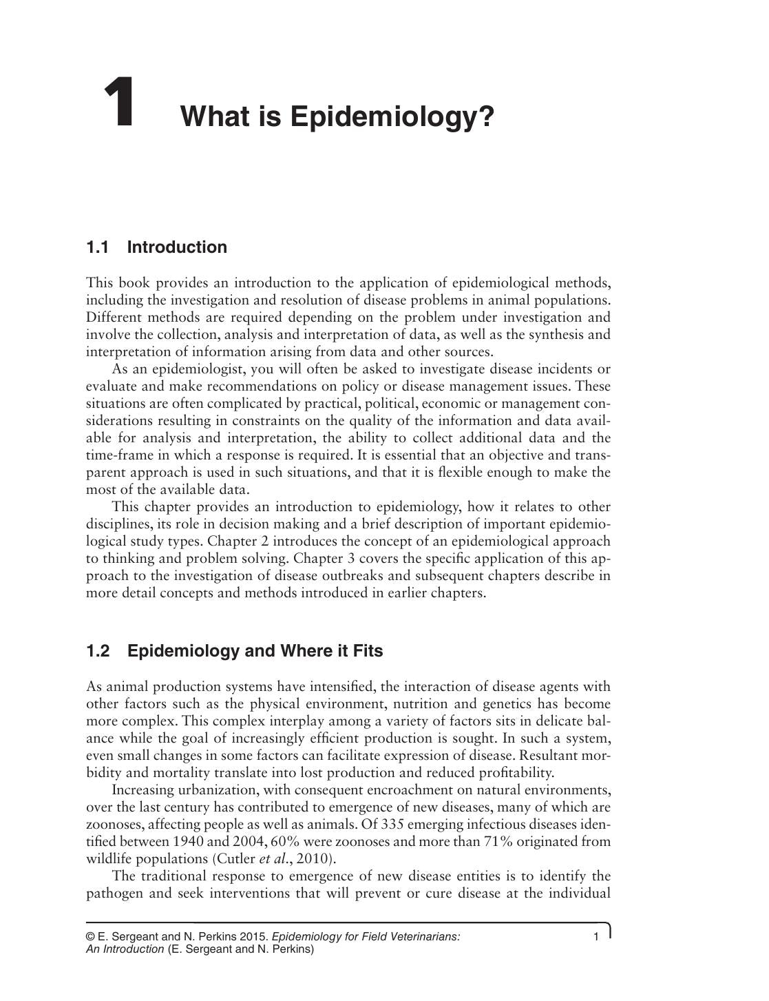 Epidemiology For Field Veterinarians An Introduction