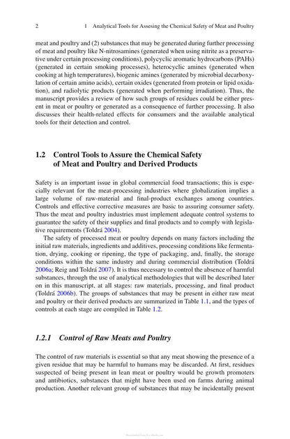 Analytical Tools for Assessing the Chemical Safety Meat and Poultry