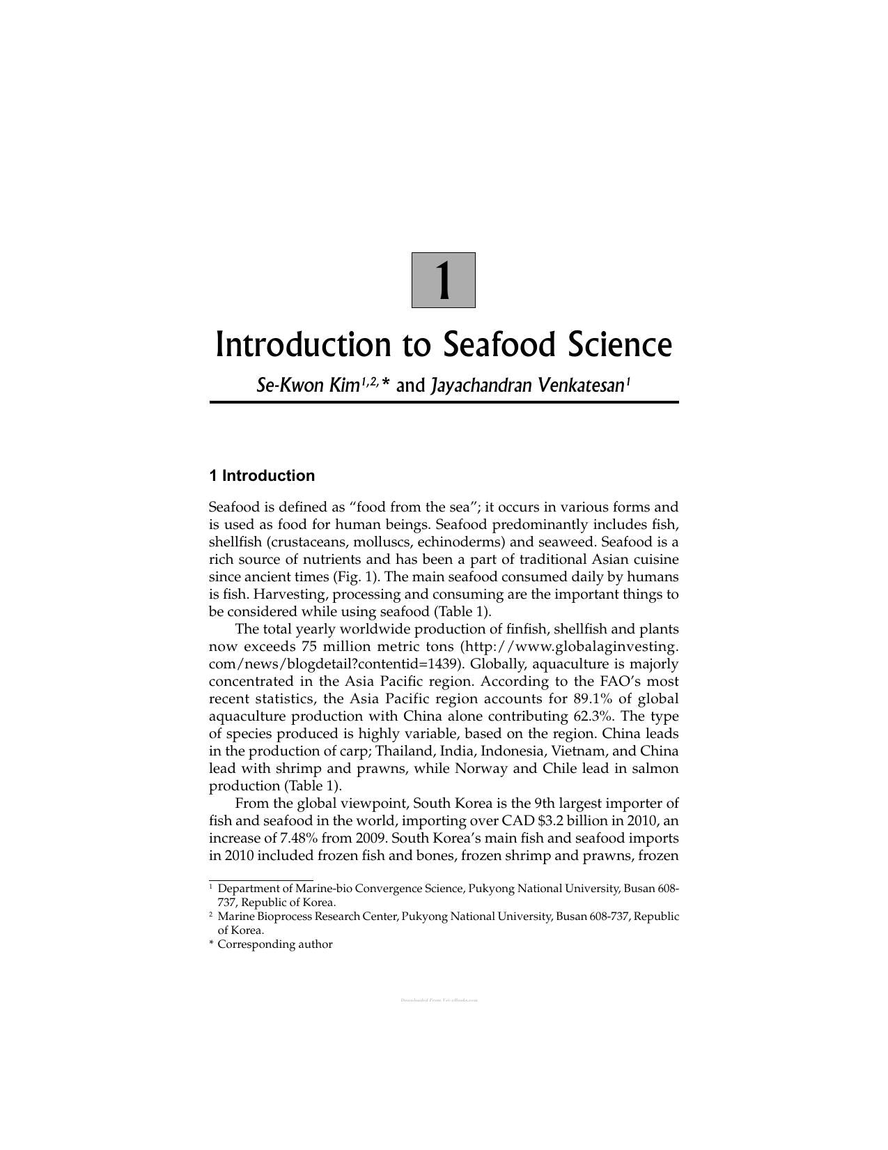 Seafood Science Advances In Chemistry Technology And Applications