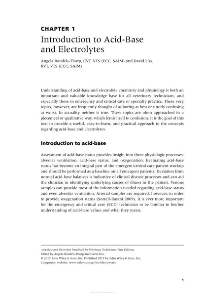 Acid Base Electrolyte Handbook Veterinary Technicians