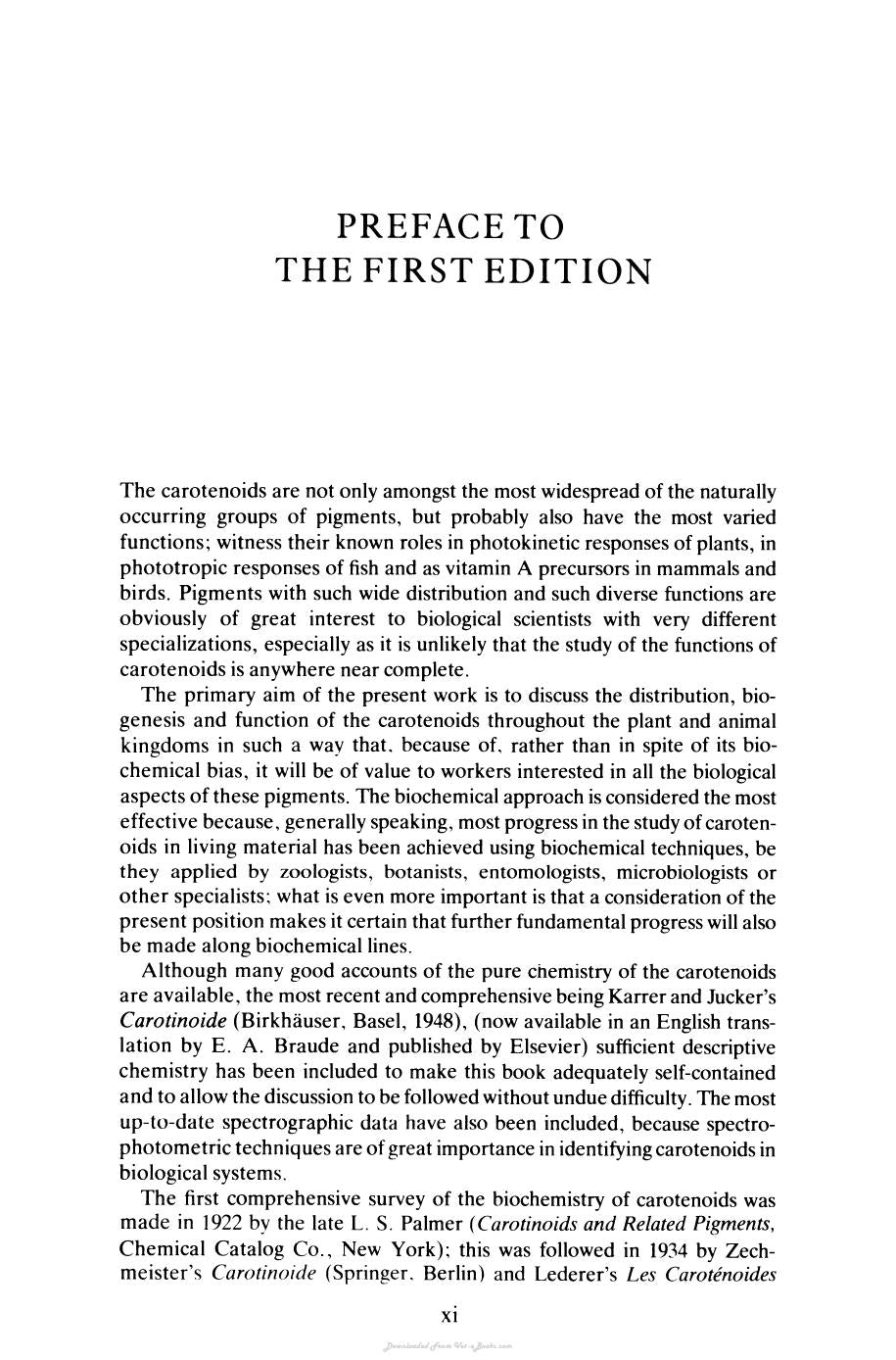 The Biochemistry Of The Carotenoids Volume Ii Animals