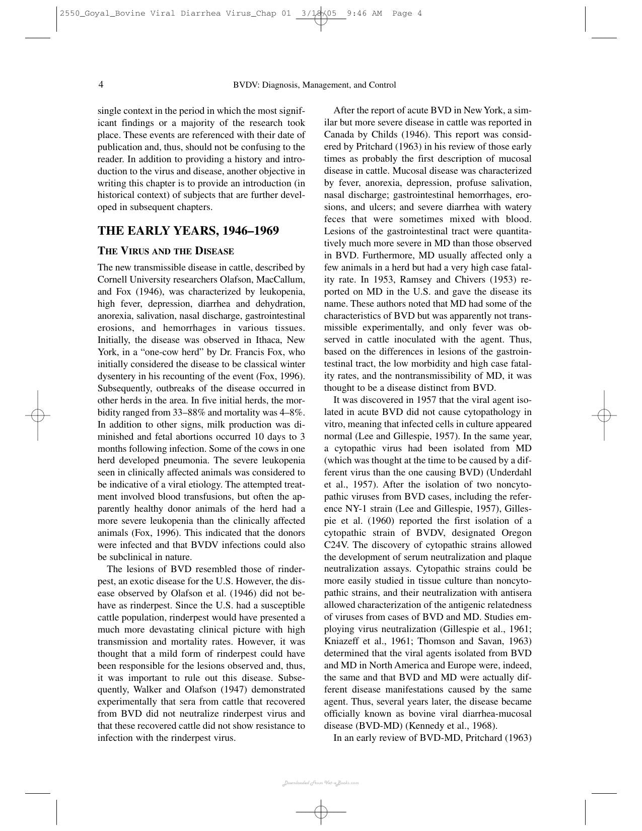 Bovine Viral Diarrhea Virus Diagnosis Management And Control