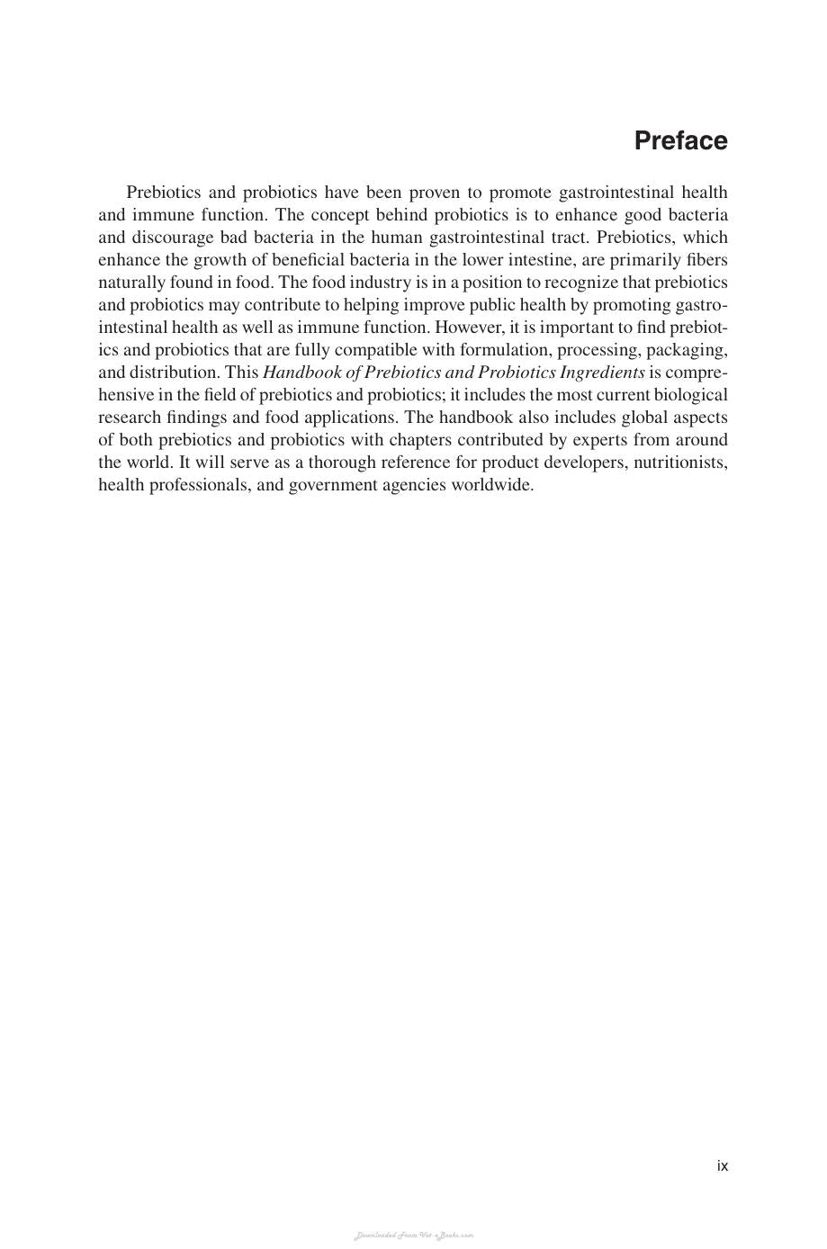 Handbook Of Prebiotics And Probiotics Ingredients Health Benefits And Food Applications